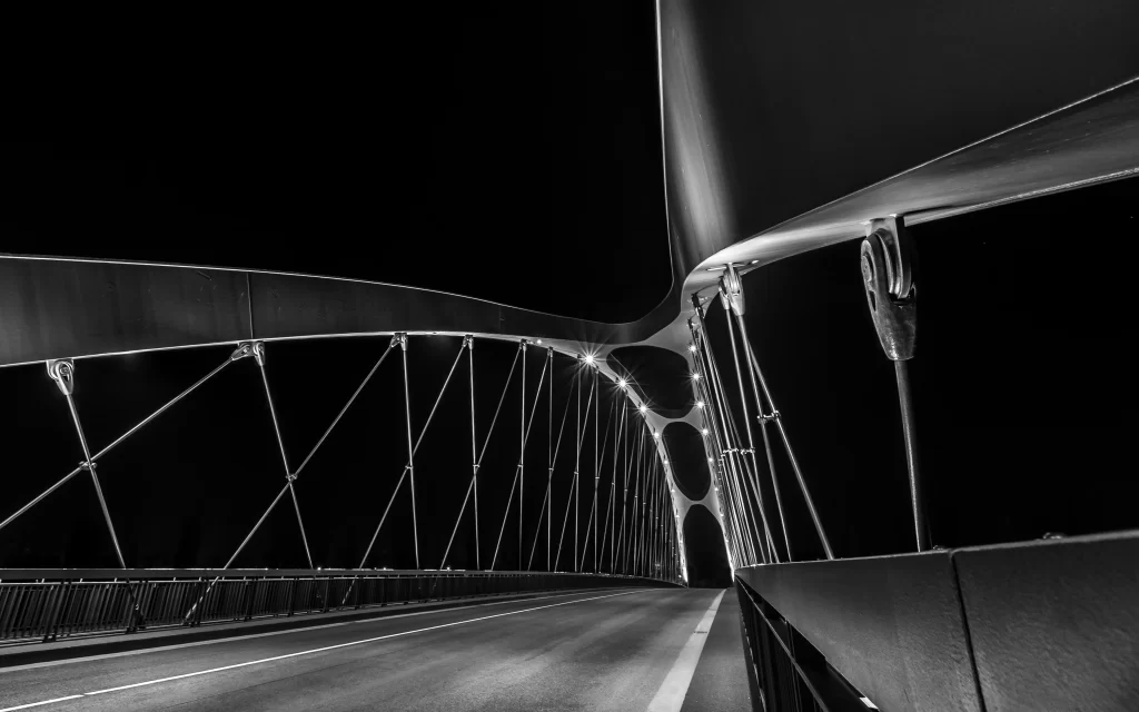 bridge night lights architecture modern perspective