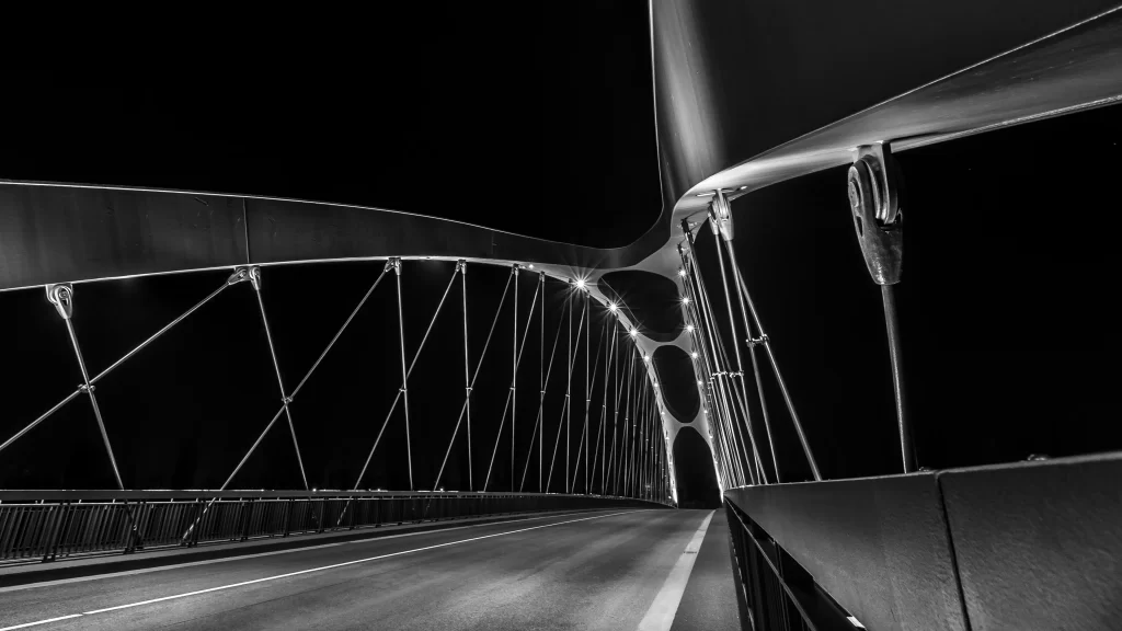 bridge night lights architecture modern perspective