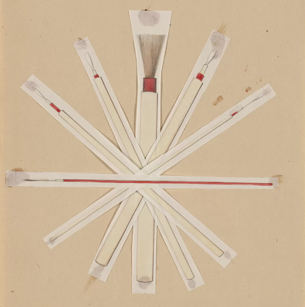 Brushes Red White Beige Collage Artistic