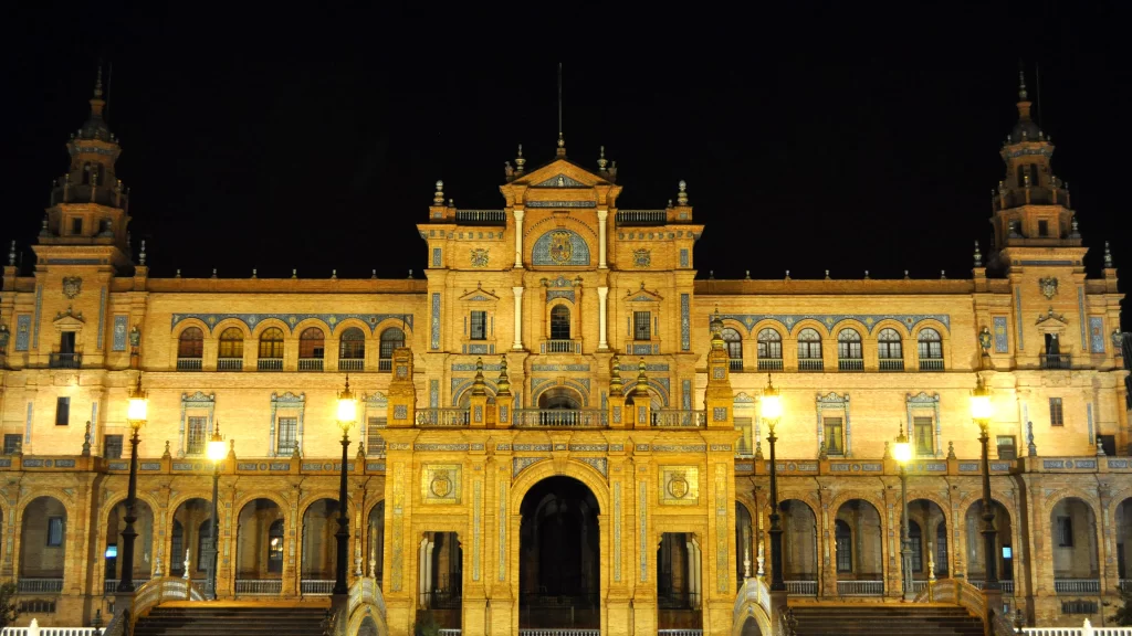 building architecture night lights grandeur historical