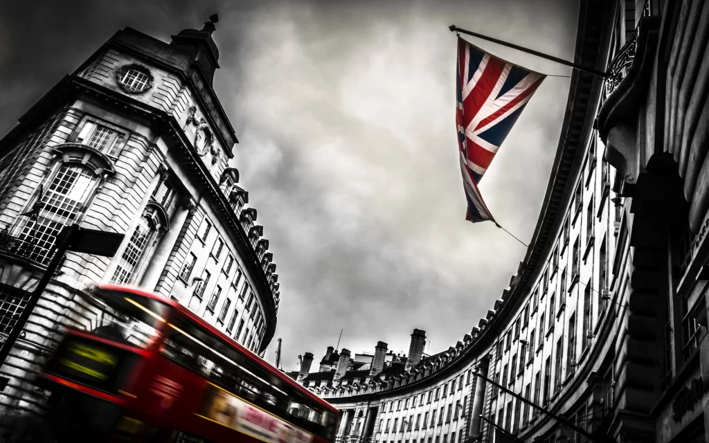 bus flag buildings street architecture cityscape