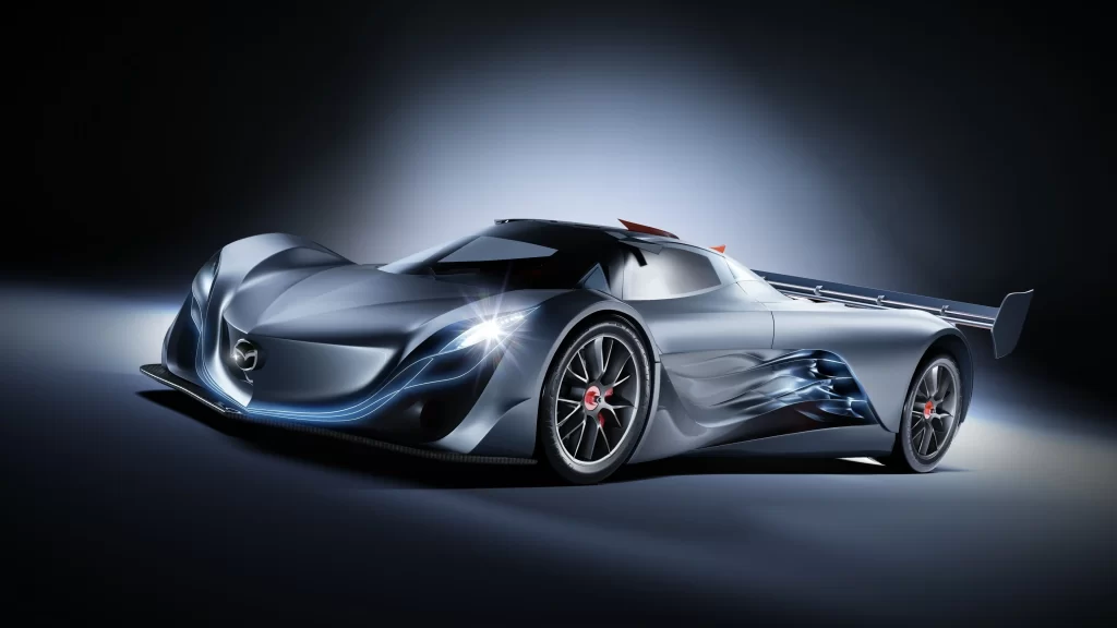 car futuristic design sleek silver concept sporty technology