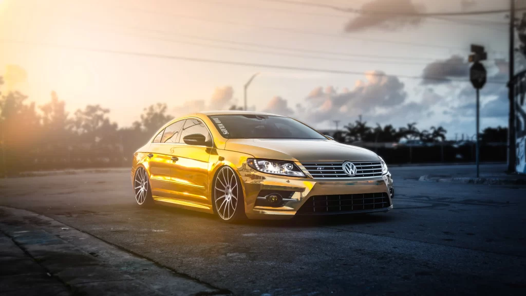 car gold sunset street urban luxury