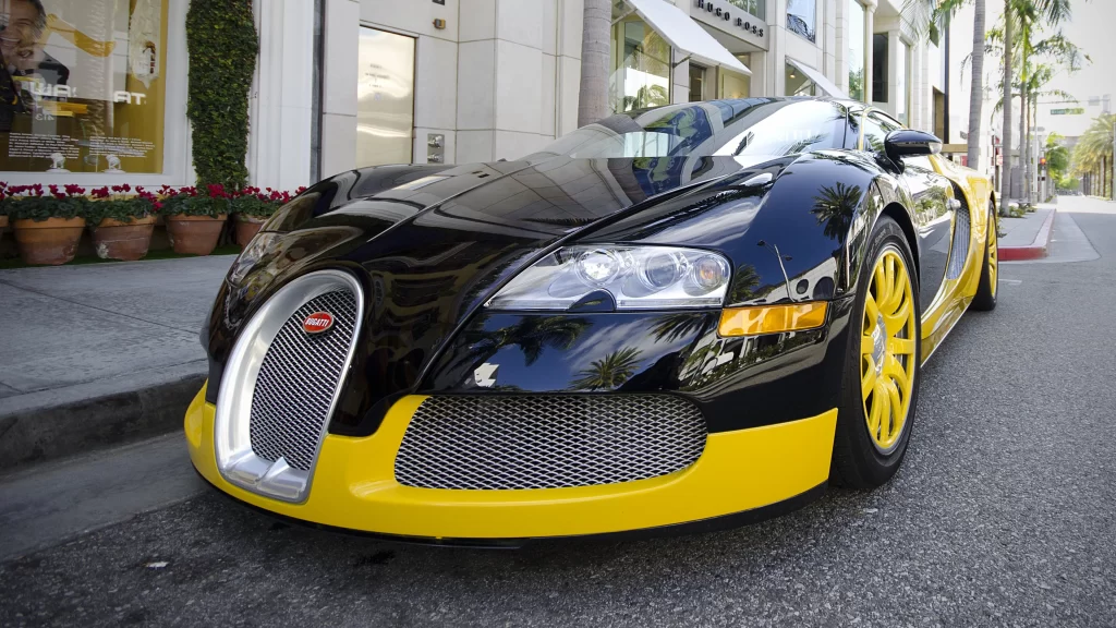 car luxury Bugatti yellow black