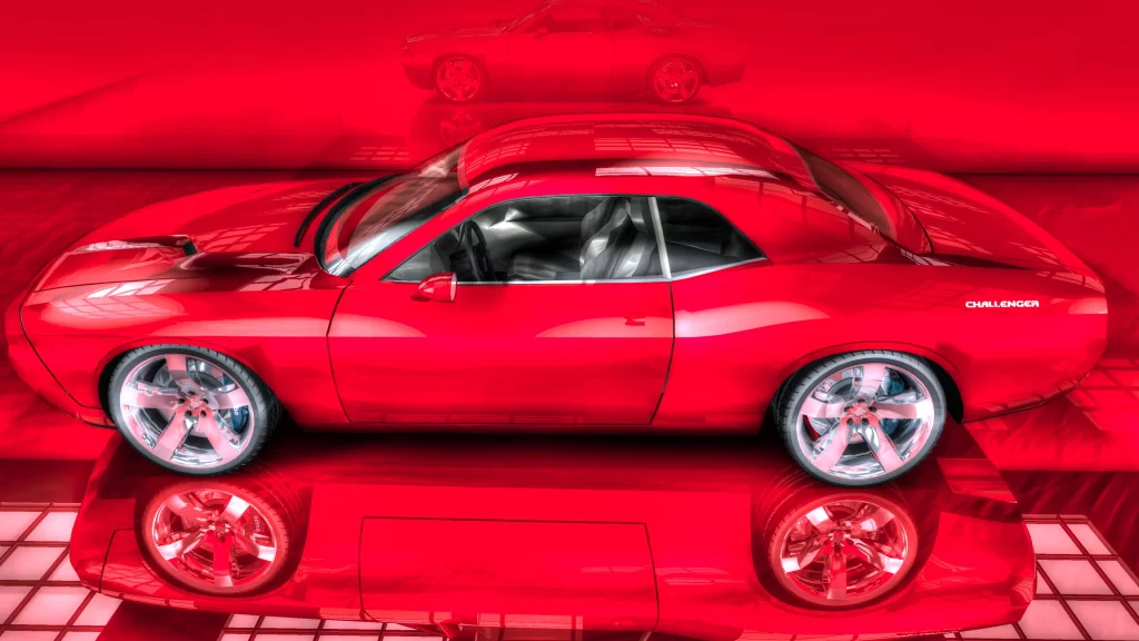 car red shiny wheels interior