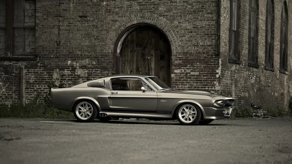 car vintage brick building classic silver urban