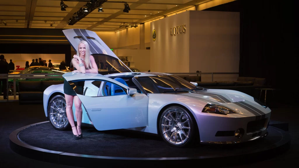 car woman exhibition luxury Lotus model