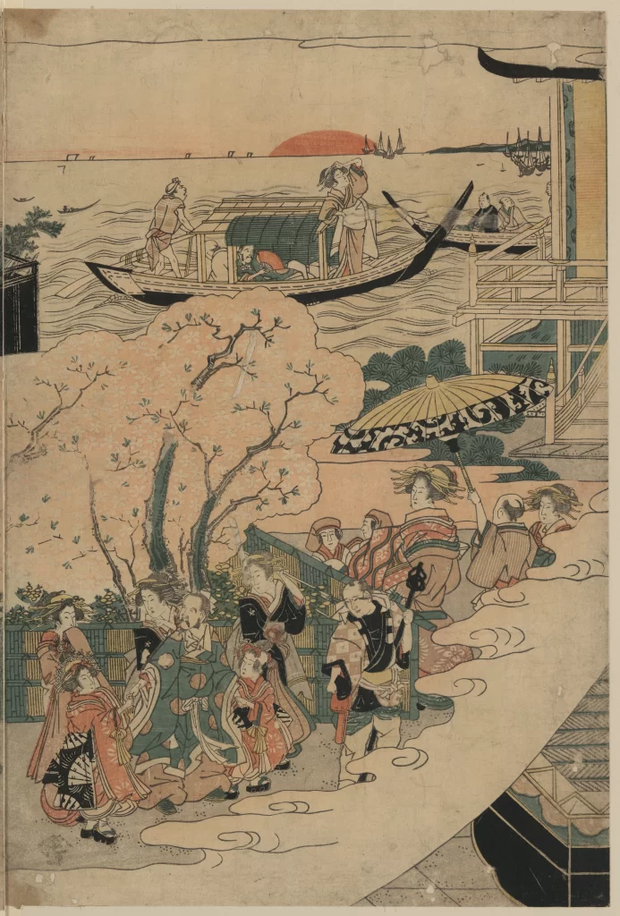 Cherry Blossoms Edo Period Ukiyo-e Cultural Celebration Japanese Art