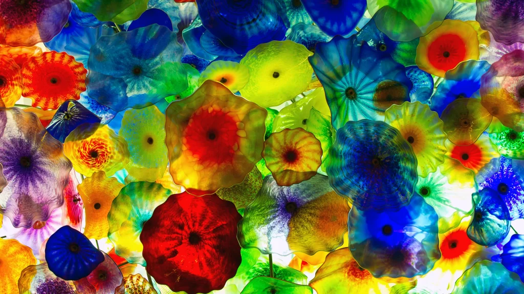 colorful flowers vibrant art glass installation