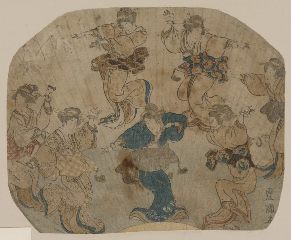 Dance Historical Figures Colorful Attire Cultural Japanese Art