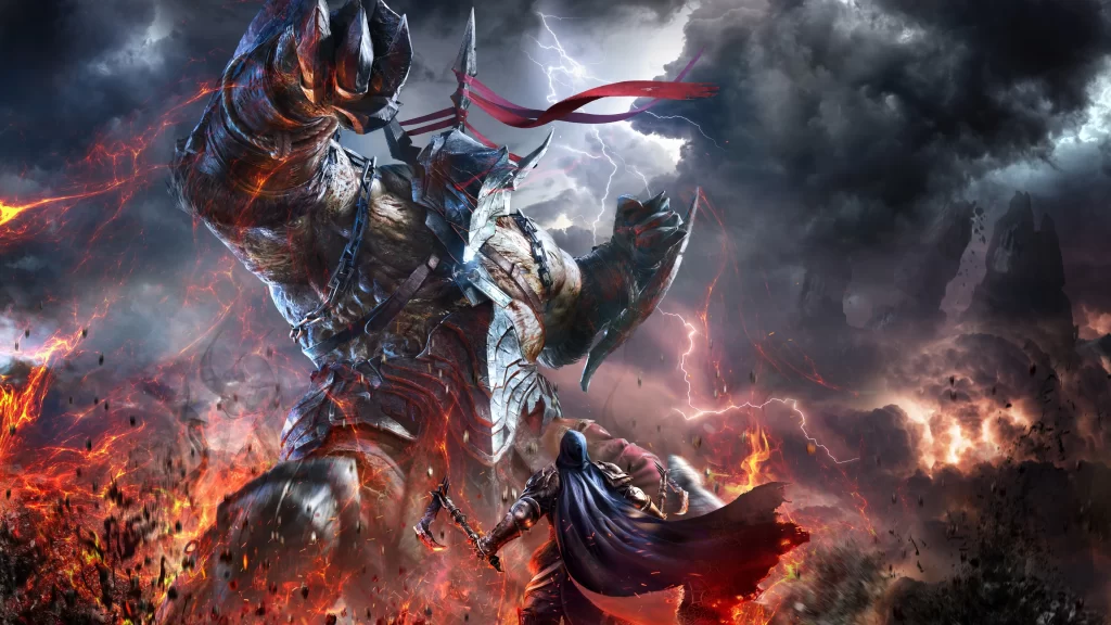 fantasy battle giant warrior storm chaos