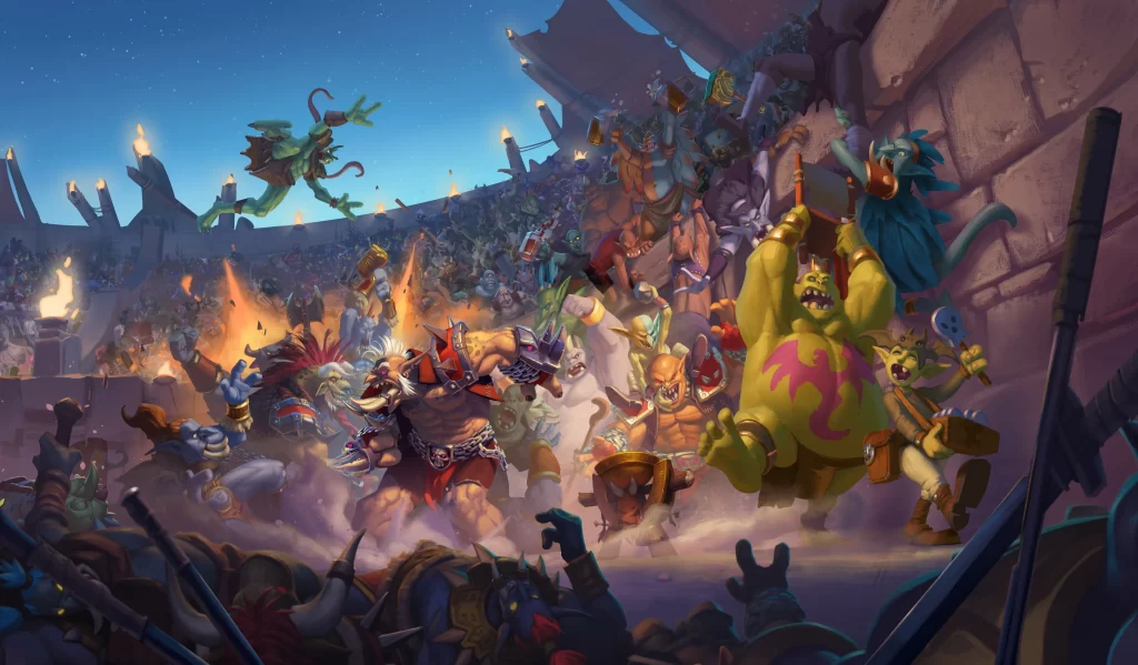 fantasy creatures battle arena warriors chaos excitement adventure epic