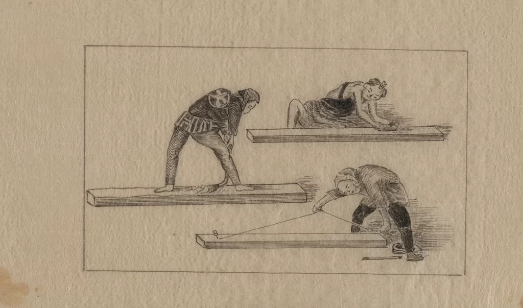 Historical Illustration Woodworking Traditional Attire Manual Labor Monochrome