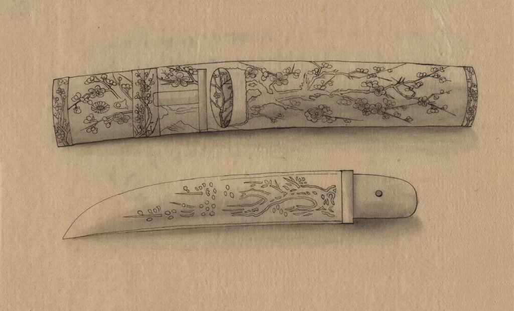 Knife Floral Patterns Vintage Monochrome Detailed Artistic
