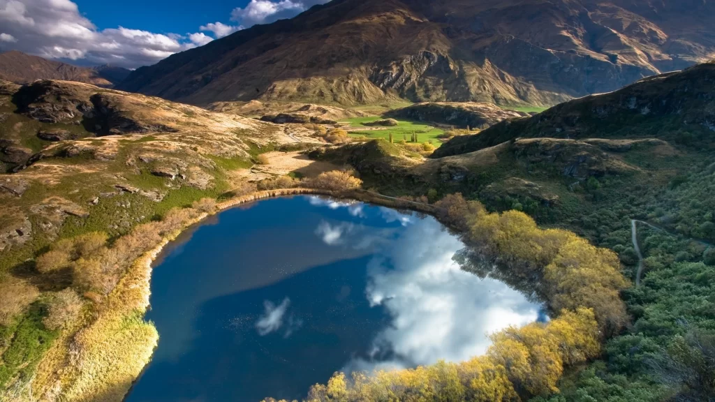 lake mountain landscape reflection nature