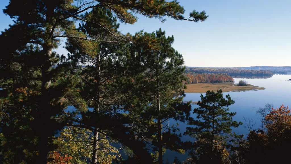 lake trees autumn landscape nature scenery