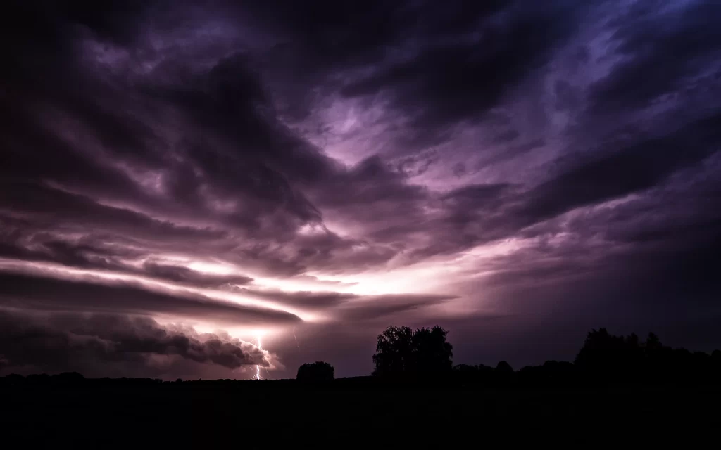 Stormy Sky Purple Lightning Dark Clouds Nature