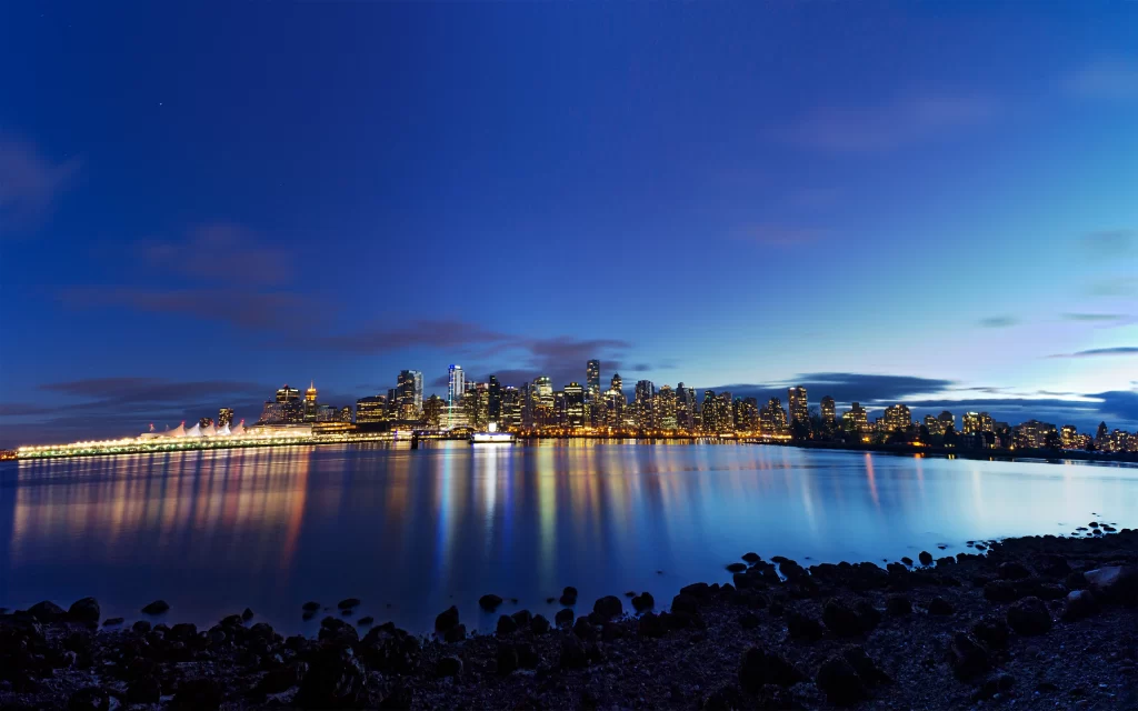 Cityscape Night Lights Water Reflections Skyline