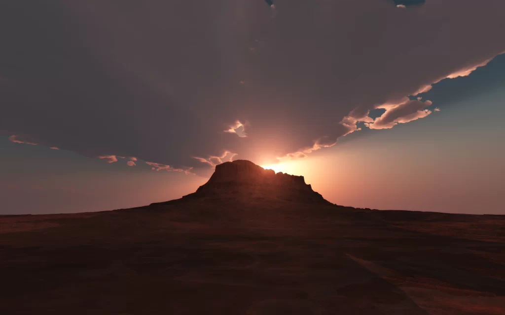 Sunset Mountain Desert Clouds Silhouette