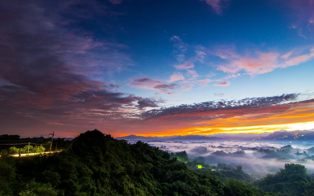 Sunset Clouds Mountain Mist Forest