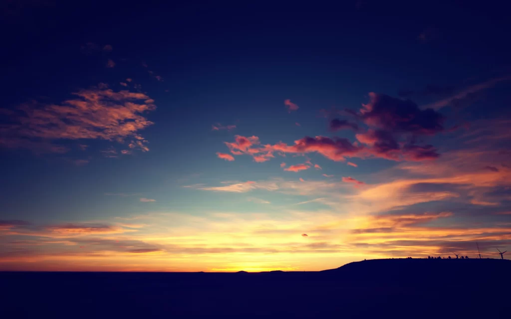Sunset Clouds Sky Horizon Silhouette Wind Turbines