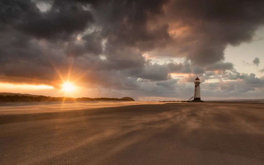 Sunset Clouds Lighthouse Beach Horizon