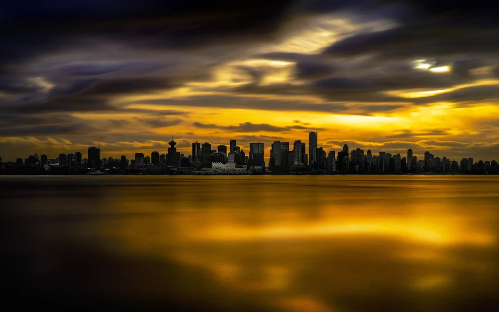 Sunset Clouds Cityscape Water Reflections