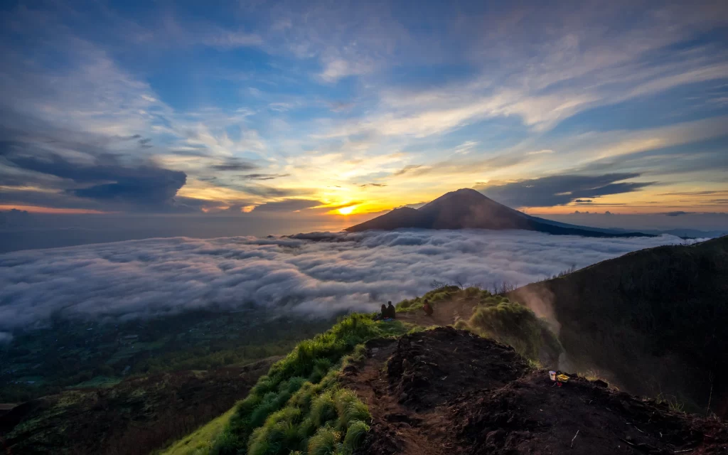 Sunset Mountain Clouds Mist Sunrise Landscape
