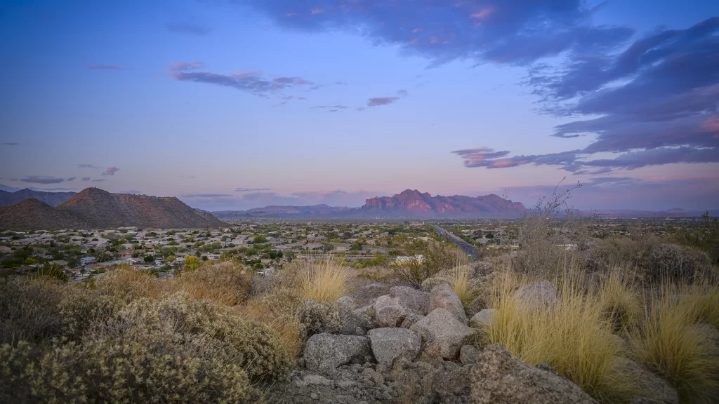 landscape desert sunset mountains sky clouds