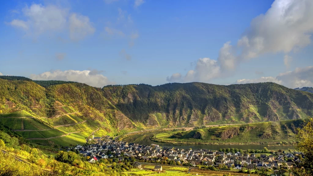 landscape hills village greenery sky clouds