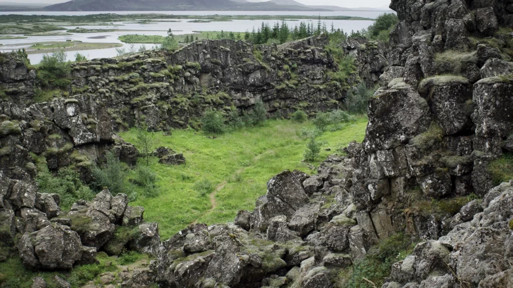 landscape nature rocks greenery water sky