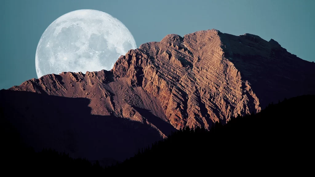 moon mountain landscape twilight sky