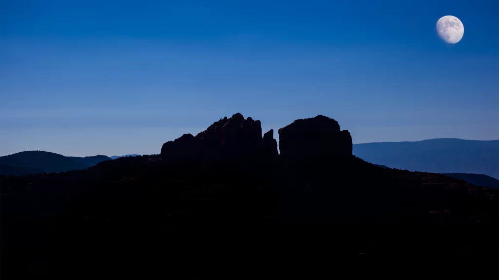 moon night landscape mountain silhouette sky