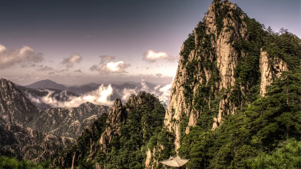 mountain clouds forest sky landscape nature