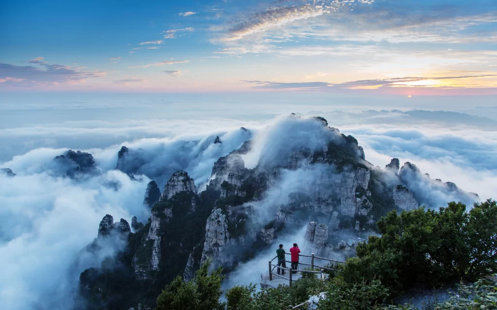 mountain clouds sunrise landscape nature scenery