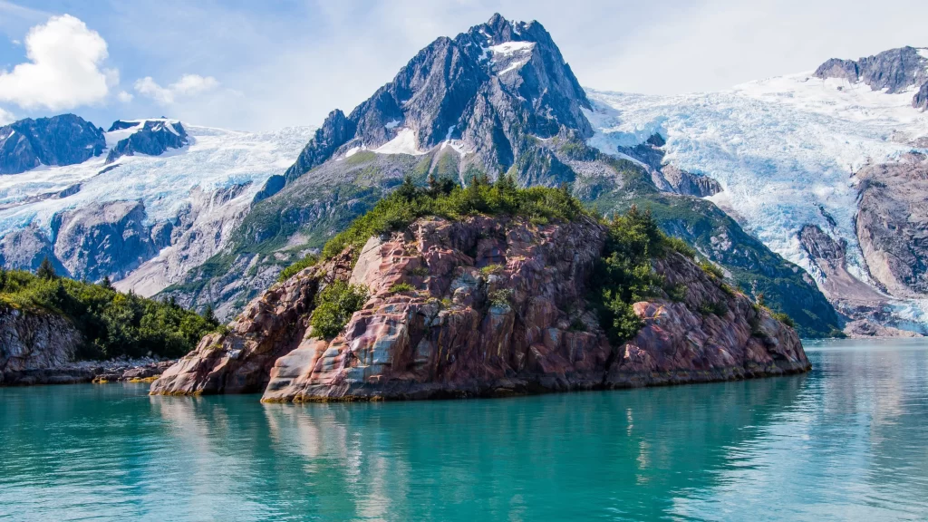 mountain glacier lake rock water