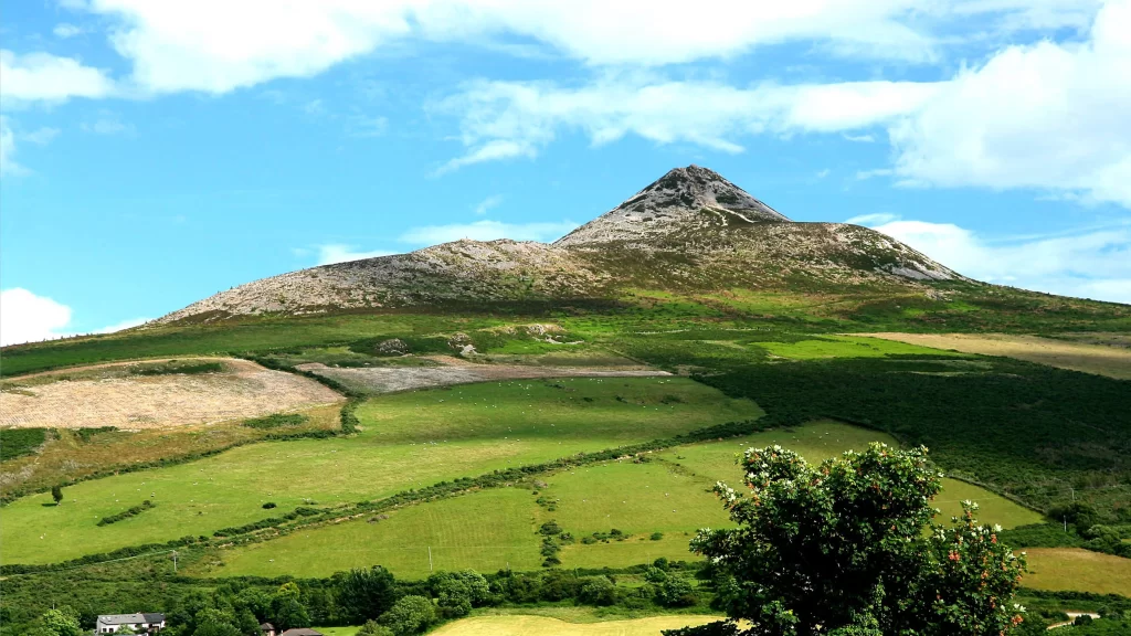 mountain greenery blue sky clouds rural landscape
