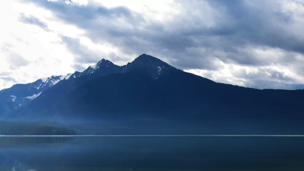 mountain lake clouds sky reflection