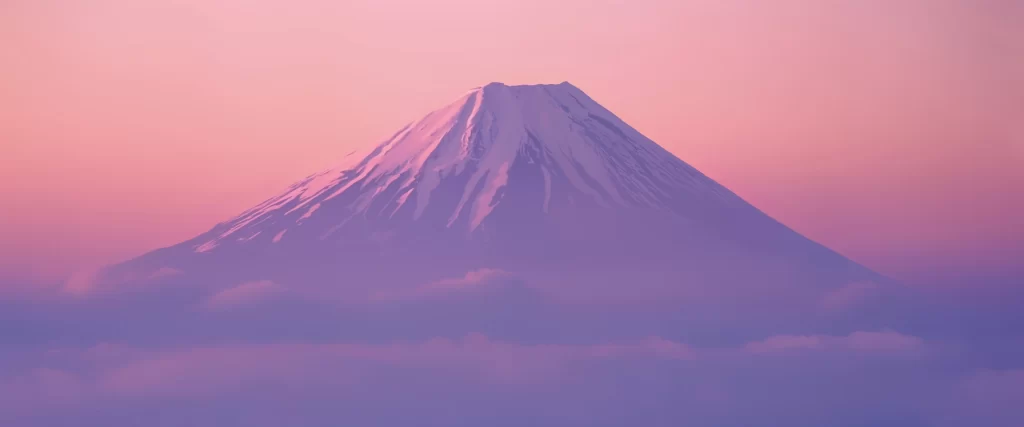 mountain, snow, clouds, sunset, pink, purple