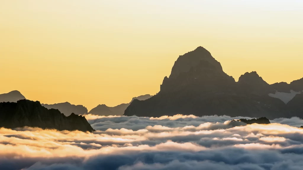 mountains clouds sunrise landscape nature tranquility