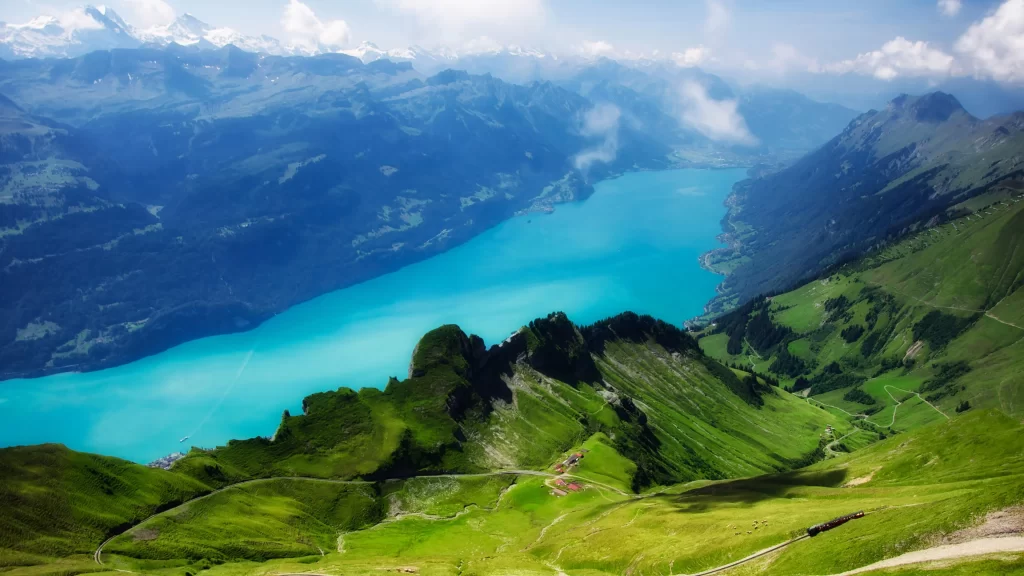 mountains lake greenery landscape nature