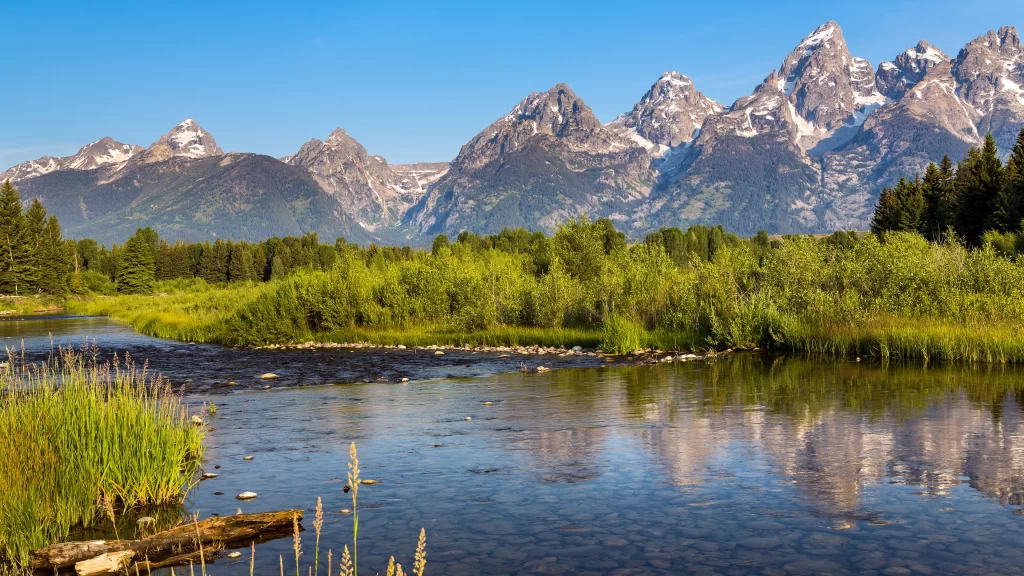 mountains river nature landscape greenery reflection