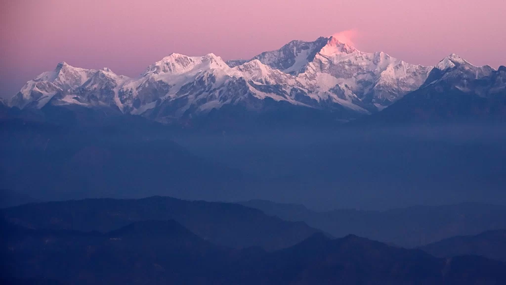 mountains snow sunset sky landscape