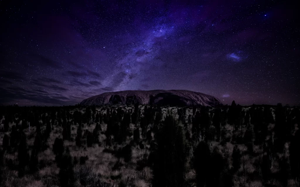 night sky stars galaxy mountain landscape
