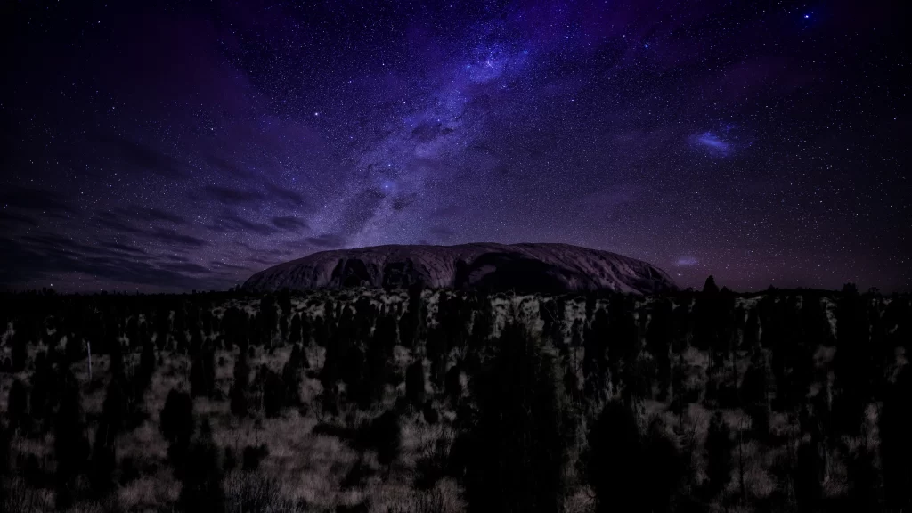 night sky stars galaxy mountain landscape