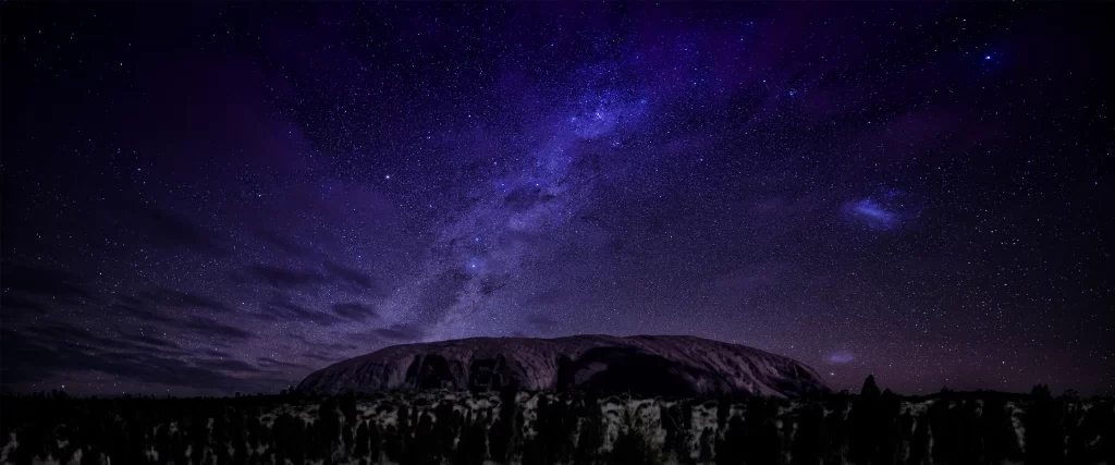 night sky stars galaxy mountain landscape