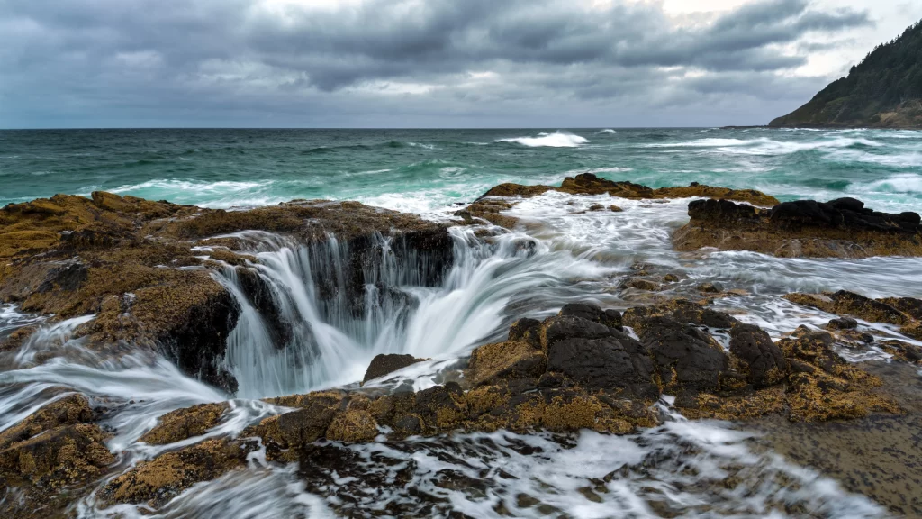 ocean waves rocks clouds water nature