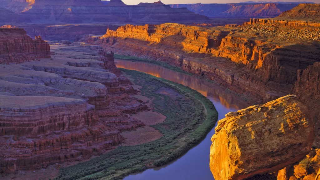 river canyon landscape sunset nature