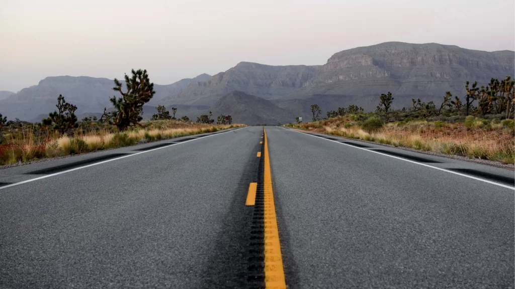 road desert mountains landscape travel journey