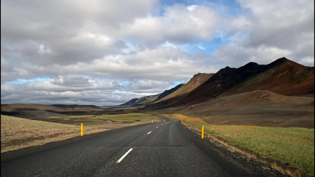 road mountains sky clouds landscape nature
